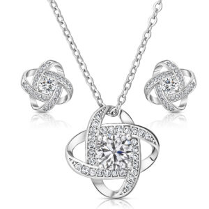 Swarovski Soulmate Ketting en Oorbellen met knoopdesign