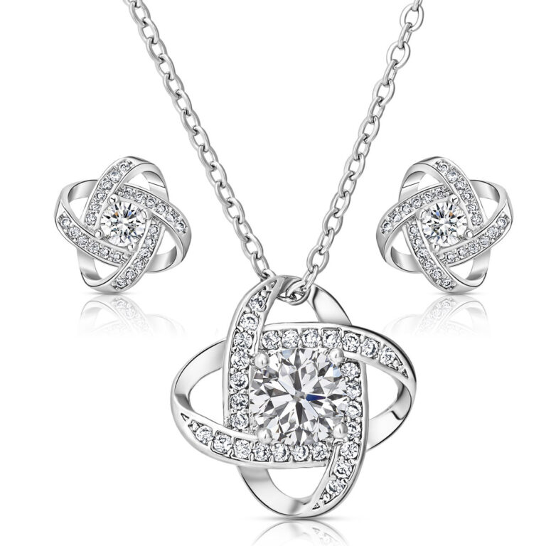 Swarovski Soulmate Ketting en Oorbellen met knoopdesign