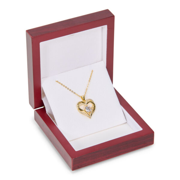 Swarovski Goldplated I Love You Hartjes Ketting met houten doos verlichting
