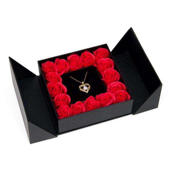 Swarovski Goldplated I Love You Hartjes Ketting met vlinderdoos zwart