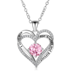 Zilverkleurige ketting met gravering en zirkonia kristal