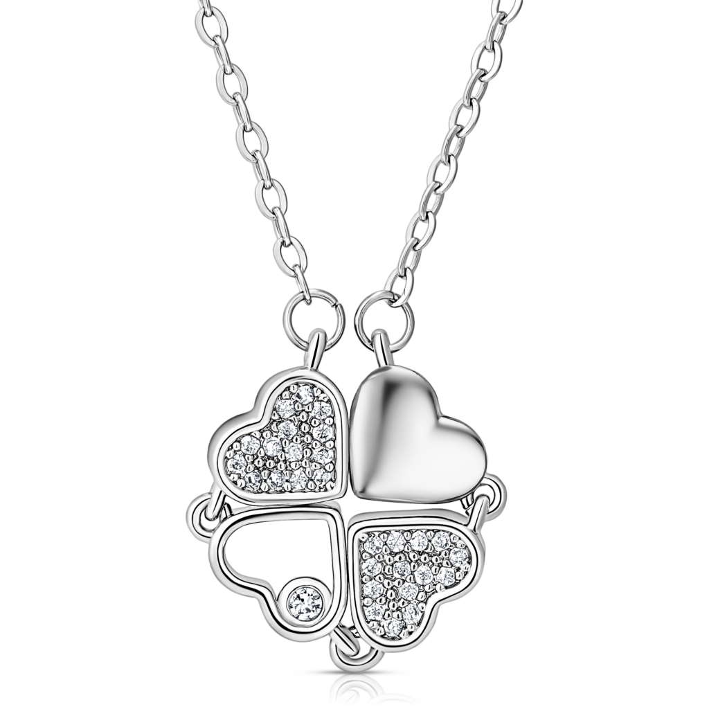 Swarovski Klavertje Vier Hartjes Ketting
