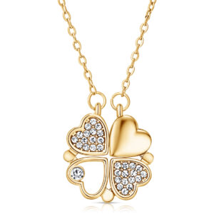 Klavertje Vier Goldplated Ketting met kristallen