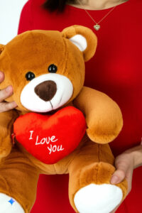 Teddybeer met “I Love You” Tekst op model