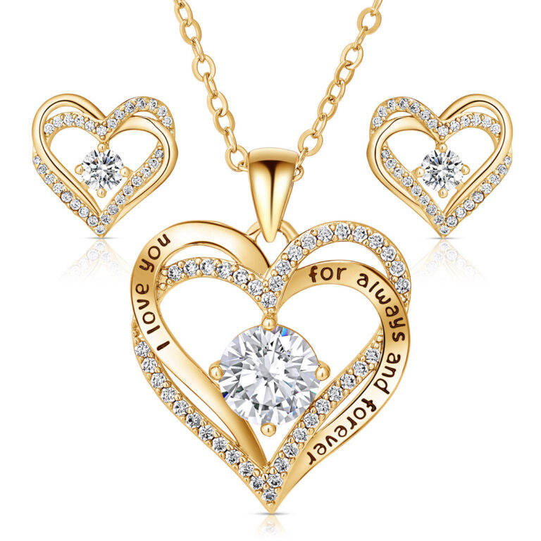 Swarovski I Love You goldplated ketting en oorbellen set