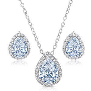 Swarovski Petite Druppel Ketting & Oorbellen met blauwe kristallen