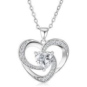 hart ketting dames met wit kristal