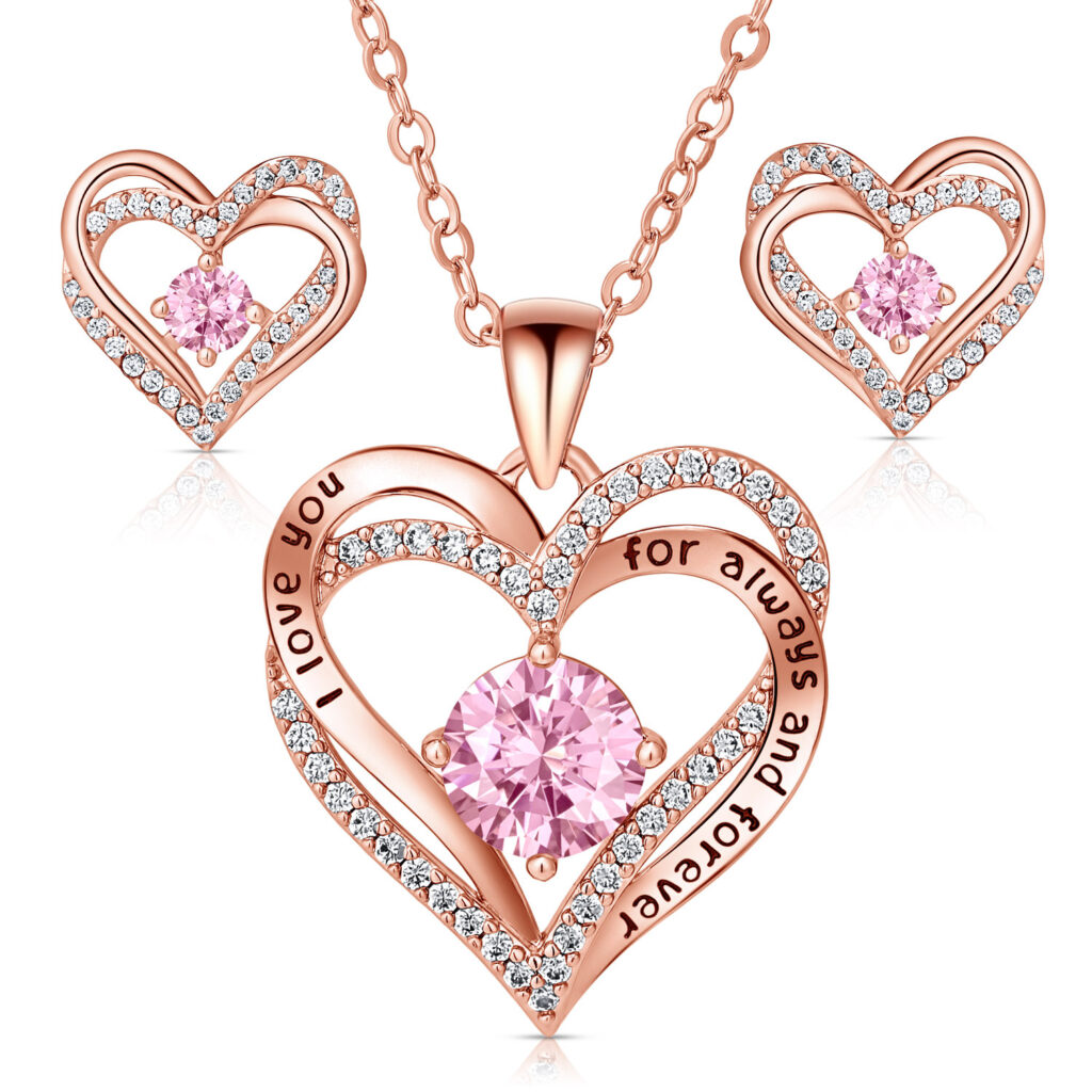 I love you rose goldplated ketting en oorbellen