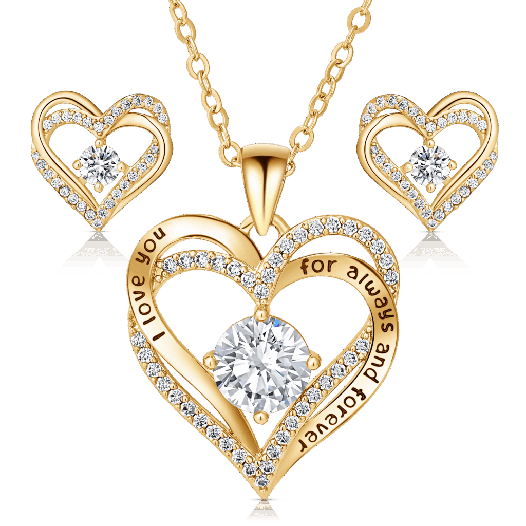 Goldplated Hart Ketting & Oorbellen